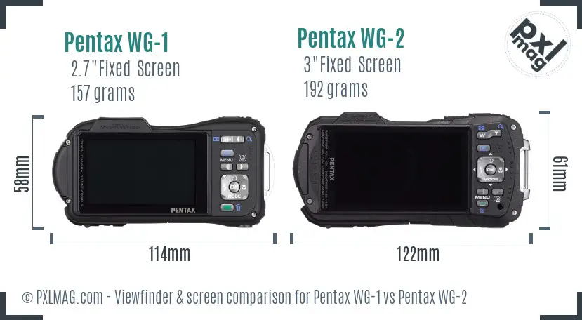 Pentax WG-1 vs Pentax WG-2 Screen and Viewfinder comparison