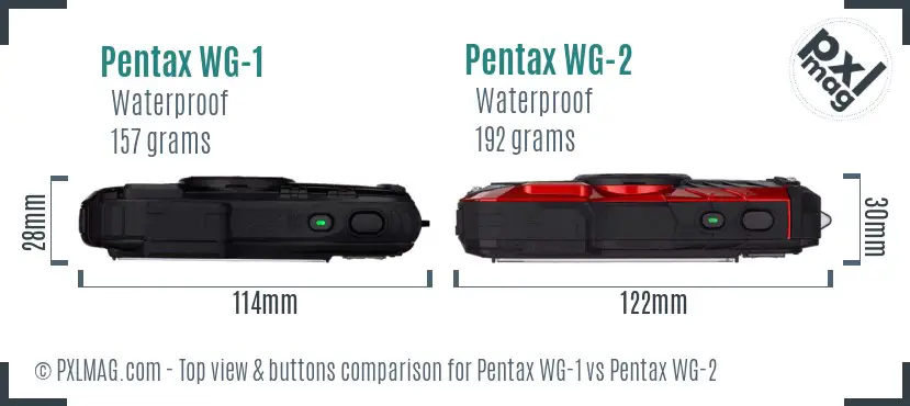 Pentax WG-1 vs Pentax WG-2 top view buttons comparison