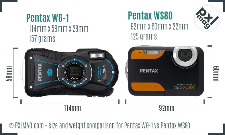 Pentax WG-1 vs Pentax WS80 size comparison