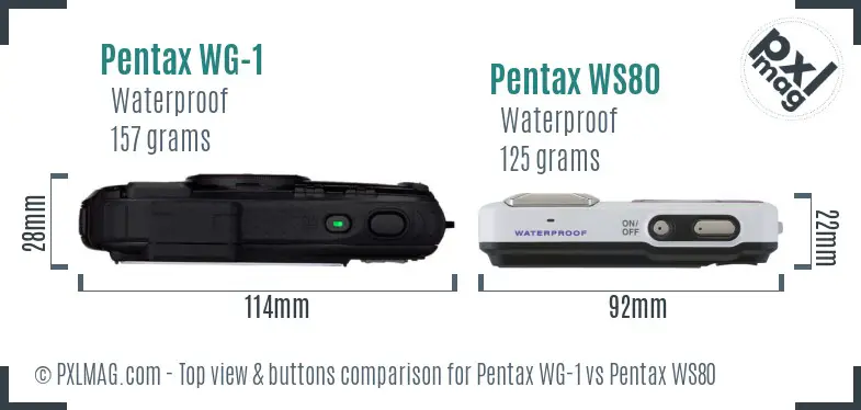 Pentax WG-1 vs Pentax WS80 top view buttons comparison