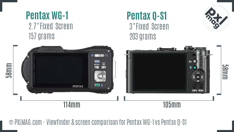 Pentax WG-1 vs Pentax Q-S1 Screen and Viewfinder comparison