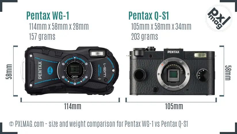 Pentax WG-1 vs Pentax Q-S1 size comparison