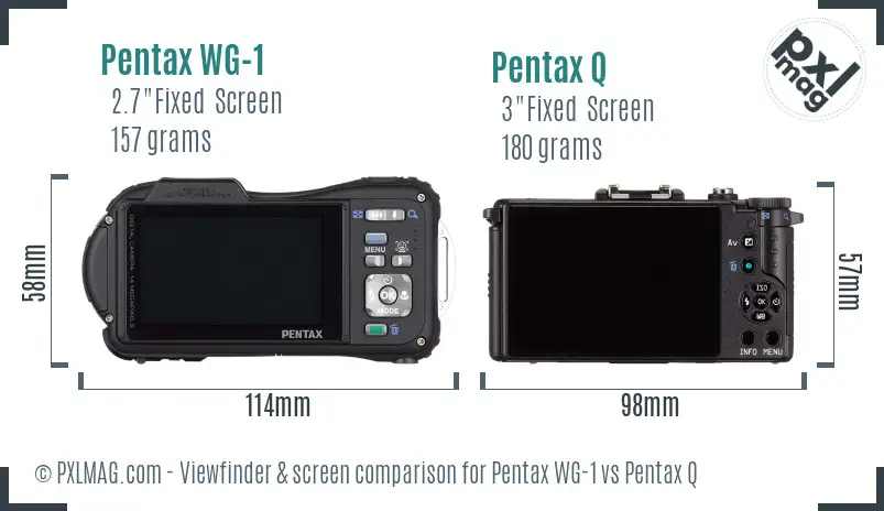 Pentax WG-1 vs Pentax Q Screen and Viewfinder comparison