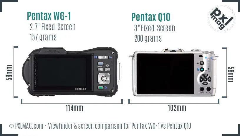 Pentax WG-1 vs Pentax Q10 Screen and Viewfinder comparison