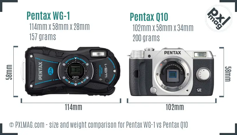 Pentax WG-1 vs Pentax Q10 size comparison