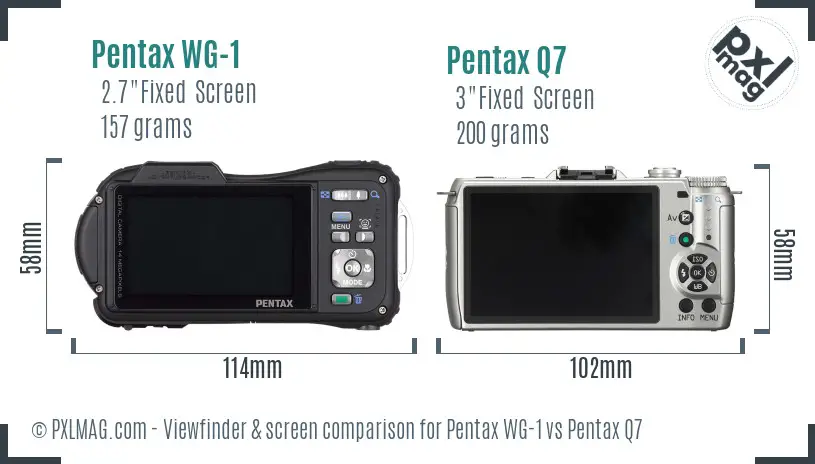 Pentax WG-1 vs Pentax Q7 Screen and Viewfinder comparison Pentax WG-1 vs Pentax Q7 Screen and Viewfinder comparison