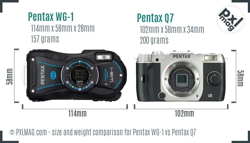Pentax WG-1 vs Pentax Q7 size comparison Pentax WG-1 vs Pentax Q7 size comparison
