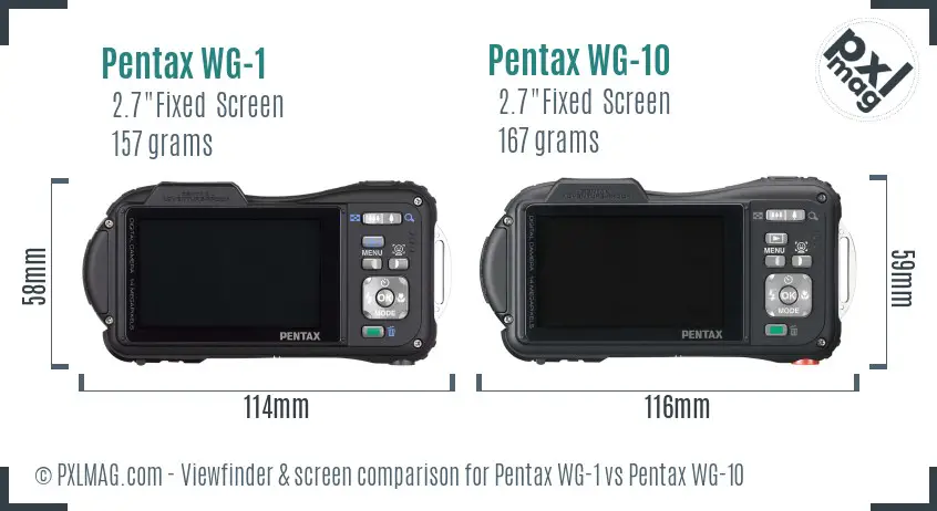 Pentax WG-1 vs Pentax WG-10 Screen and Viewfinder comparison