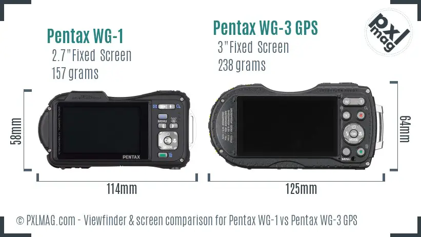 Pentax WG-1 vs Pentax WG-3 GPS Screen and Viewfinder comparison