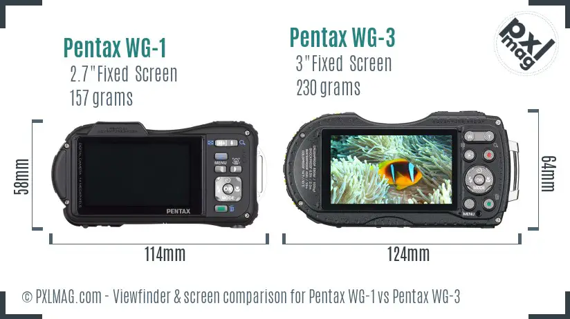 Pentax WG-1 vs Pentax WG-3 Screen and Viewfinder comparison