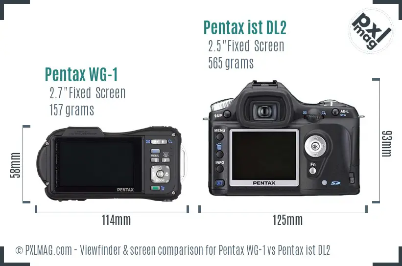 Pentax WG-1 vs Pentax ist DL2 Screen and Viewfinder comparison