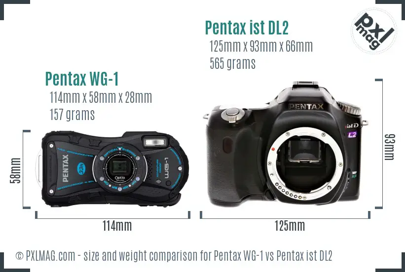 Pentax WG-1 vs Pentax ist DL2 size comparison