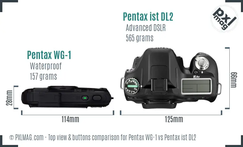 Pentax WG-1 vs Pentax ist DL2 top view buttons comparison