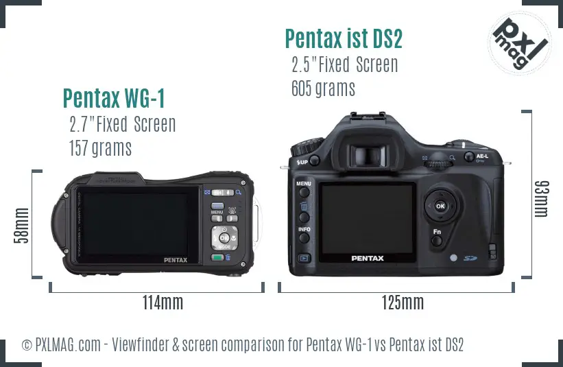 Pentax WG-1 vs Pentax ist DS2 Screen and Viewfinder comparison