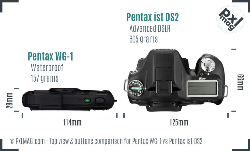 Pentax WG-1 vs Pentax ist DS2 top view buttons comparison