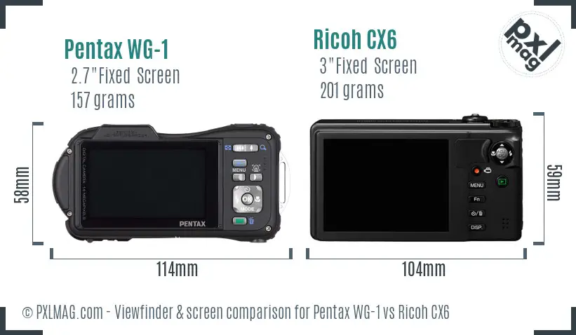 Pentax WG-1 vs Ricoh CX6 Screen and Viewfinder comparison