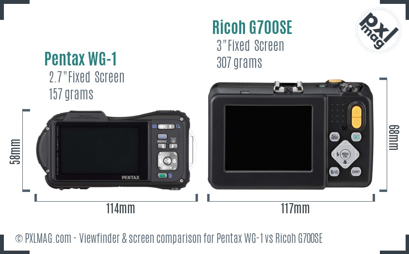 Pentax WG-1 vs Ricoh G700SE Screen and Viewfinder comparison