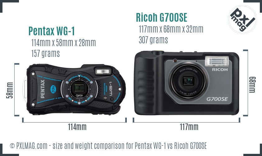 Pentax WG-1 vs Ricoh G700SE size comparison