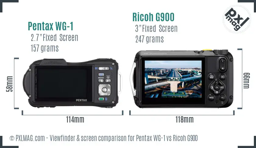 Pentax WG-1 vs Ricoh G900 Screen and Viewfinder comparison