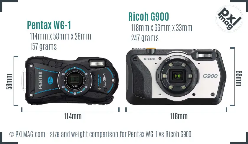 Pentax WG-1 vs Ricoh G900 size comparison