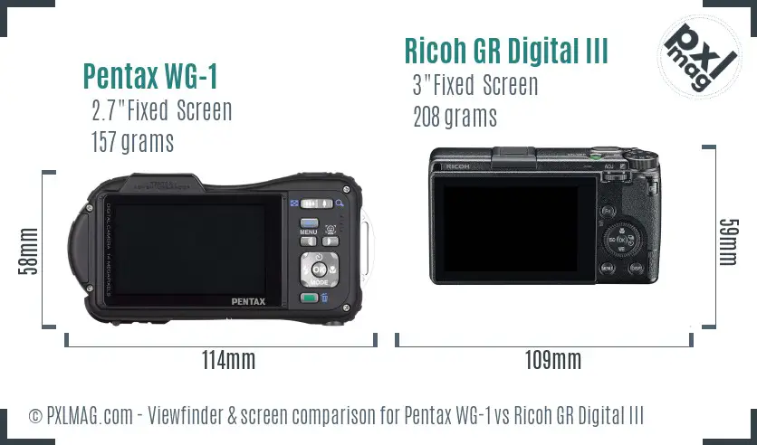 Pentax WG-1 vs Ricoh GR Digital III Screen and Viewfinder comparison Pentax WG-1 vs Ricoh GR Digital III Screen and Viewfinder comparison