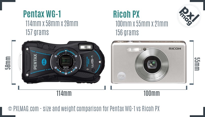 Pentax WG-1 vs Ricoh PX size comparison Pentax WG-1 vs Ricoh PX size comparison