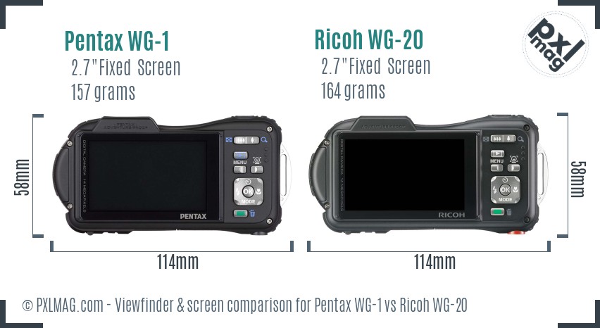 Pentax WG-1 vs Ricoh WG-20 Screen and Viewfinder comparison