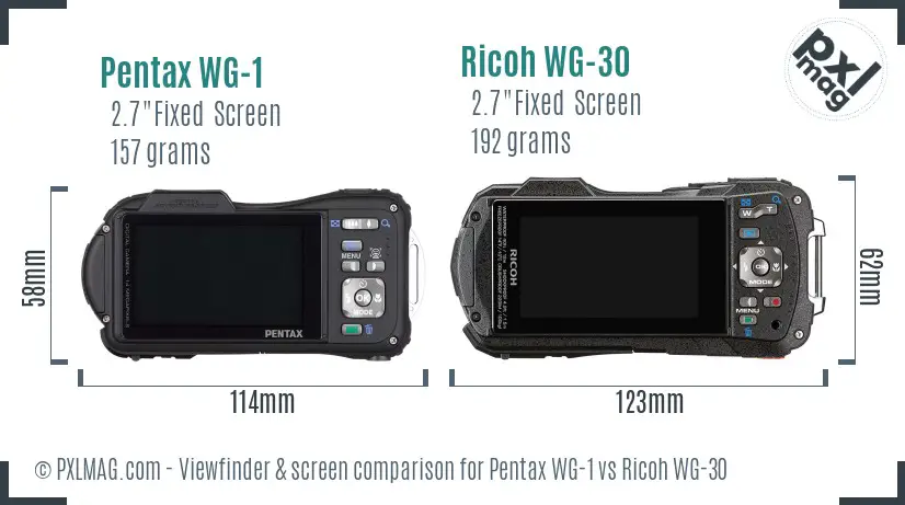 Pentax WG-1 vs Ricoh WG-30 Screen and Viewfinder comparison