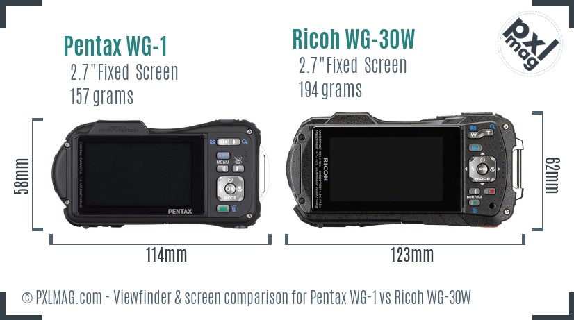 Pentax WG-1 vs Ricoh WG-30W Screen and Viewfinder comparison