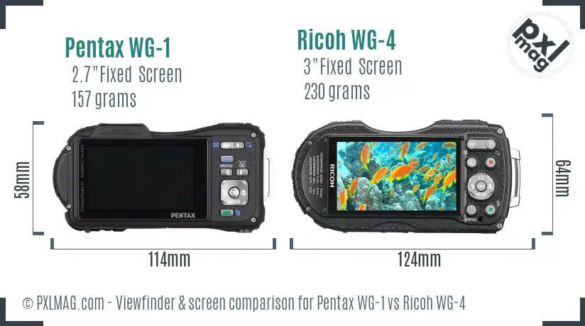 Pentax WG-1 vs Ricoh WG-4 Screen and Viewfinder comparison