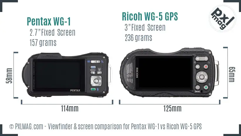 Pentax WG-1 vs Ricoh WG-5 GPS Screen and Viewfinder comparison