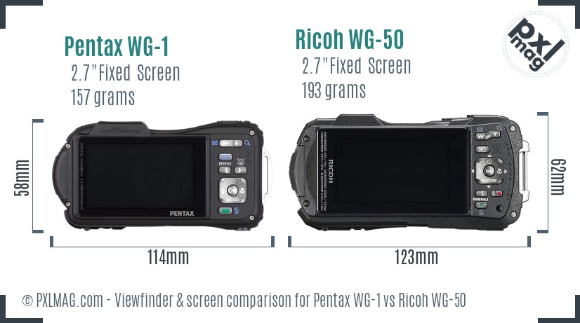 Pentax WG-1 vs Ricoh WG-50 Screen and Viewfinder comparison