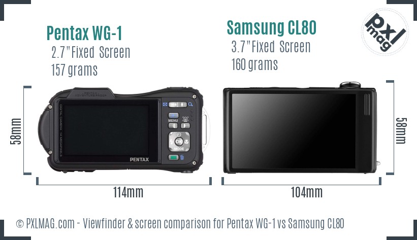 Pentax WG-1 vs Samsung CL80 Screen and Viewfinder comparison