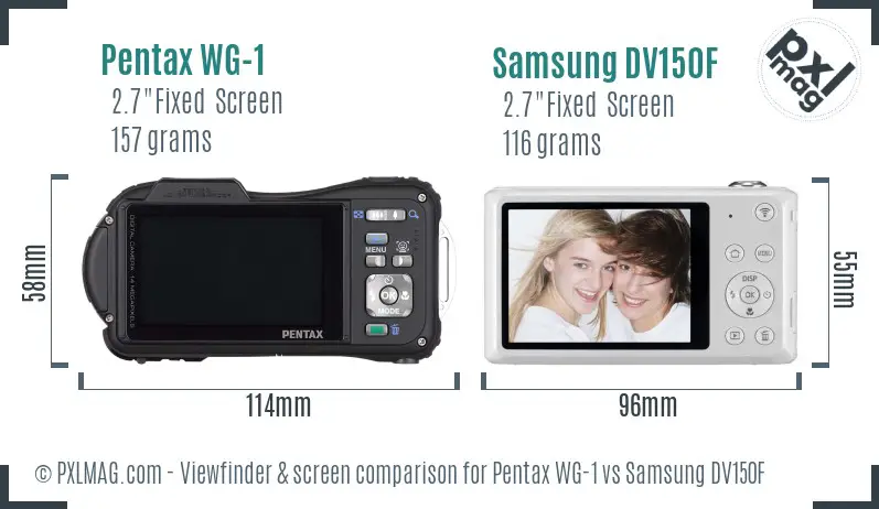 Pentax WG-1 vs Samsung DV150F Screen and Viewfinder comparison Pentax WG-1 vs Samsung DV150F Screen and Viewfinder comparison
