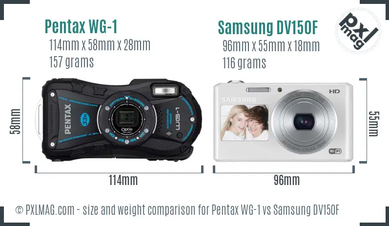 Pentax WG-1 vs Samsung DV150F size comparison Pentax WG-1 vs Samsung DV150F size comparison