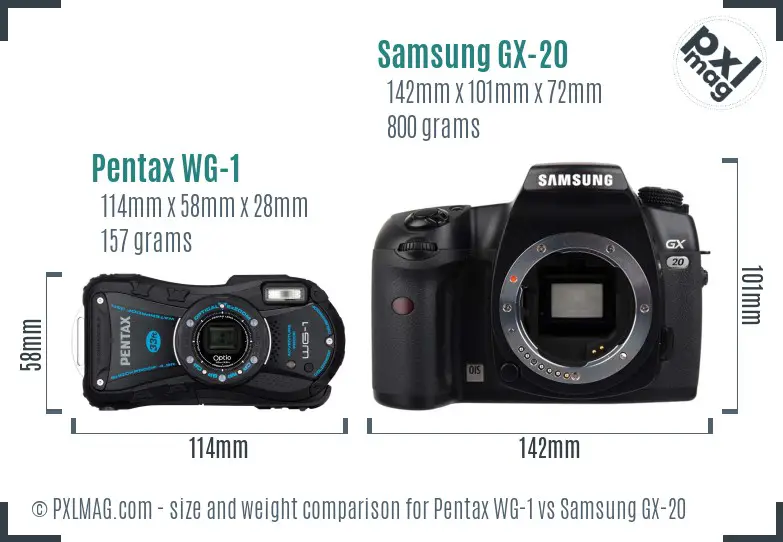 Pentax WG-1 vs Samsung GX-20 size comparison