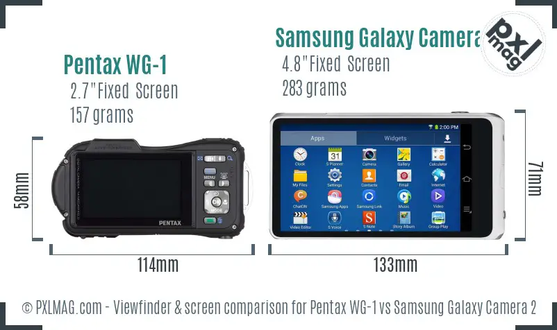 Pentax WG-1 vs Samsung Galaxy Camera 2 Screen and Viewfinder comparison