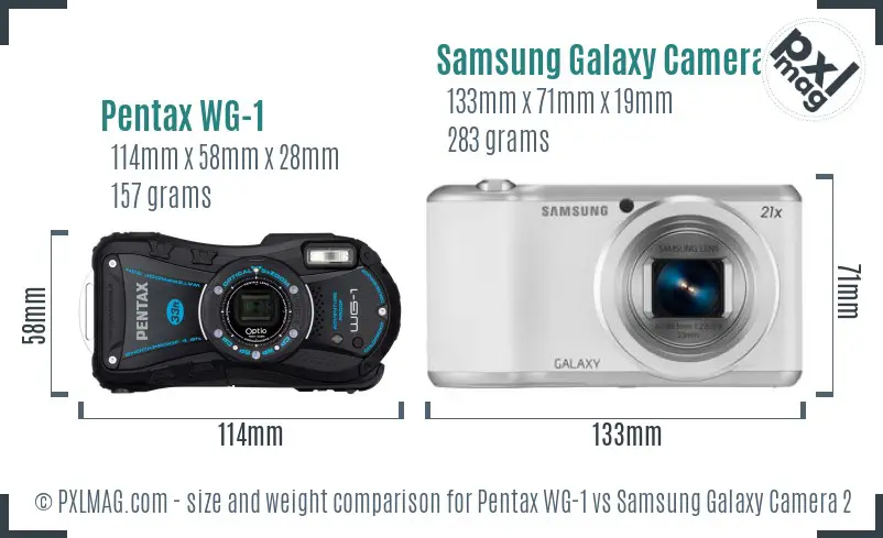 Pentax WG-1 vs Samsung Galaxy Camera 2 size comparison