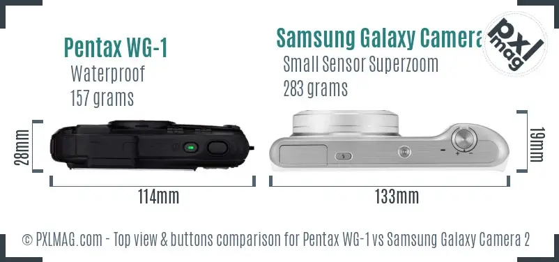 Pentax WG-1 vs Samsung Galaxy Camera 2 top view buttons comparison