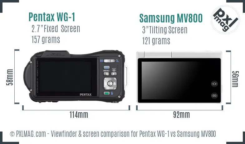 Pentax WG-1 vs Samsung MV800 Screen and Viewfinder comparison