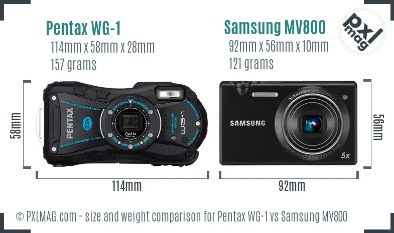 Pentax WG-1 vs Samsung MV800 size comparison