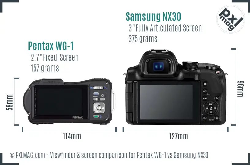 Pentax WG-1 vs Samsung NX30 Screen and Viewfinder comparison