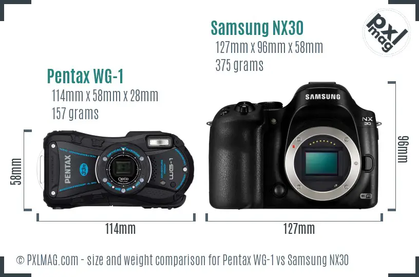Pentax WG-1 vs Samsung NX30 size comparison