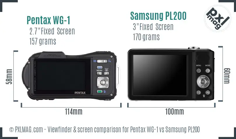 Pentax WG-1 vs Samsung PL200 Screen and Viewfinder comparison