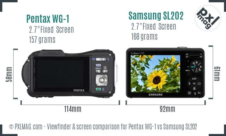 Pentax WG-1 vs Samsung SL202 Screen and Viewfinder comparison