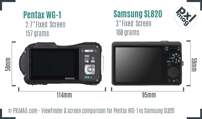 Pentax WG-1 vs Samsung SL820 Screen and Viewfinder comparison