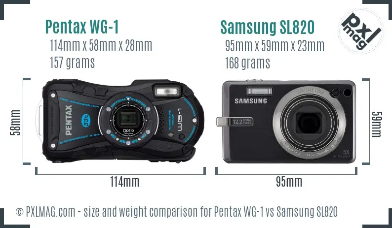 Pentax WG-1 vs Samsung SL820 size comparison