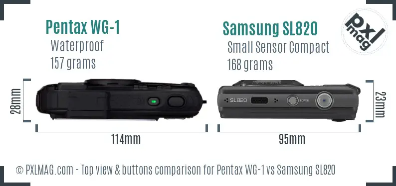 Pentax WG-1 vs Samsung SL820 top view buttons comparison