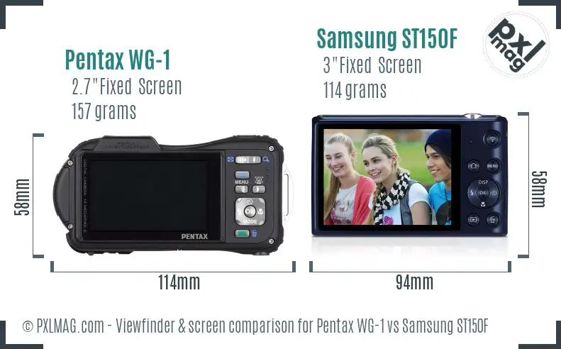 Pentax WG-1 vs Samsung ST150F Screen and Viewfinder comparison