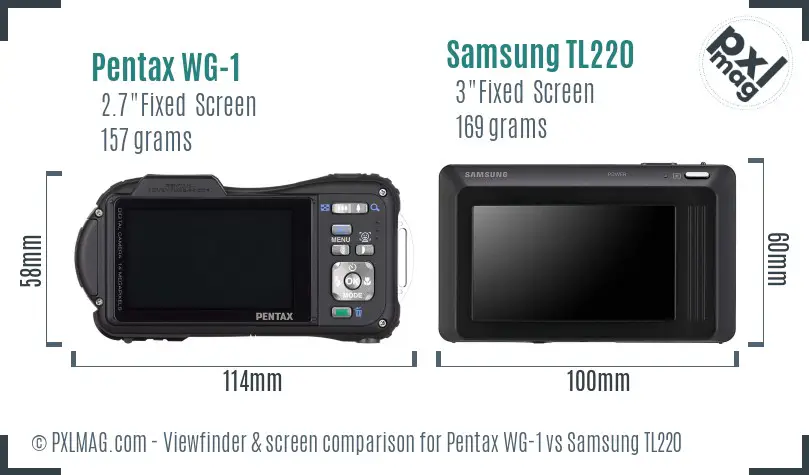 Pentax WG-1 vs Samsung TL220 Screen and Viewfinder comparison